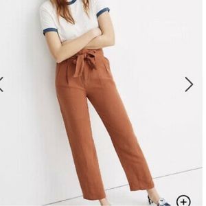 Size 2 MADEWELL Drapey Paperbag Pants in burnt orange/maple